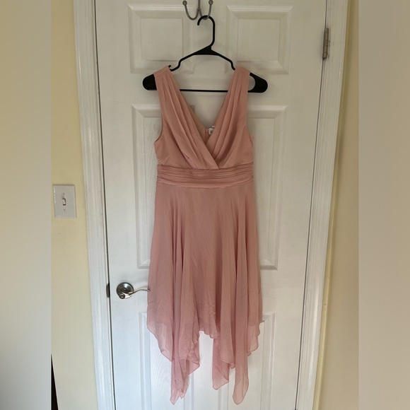 Pink Ever Pretty V Neck Ruched Midi Chiffon Dress - Picture 2 of 7